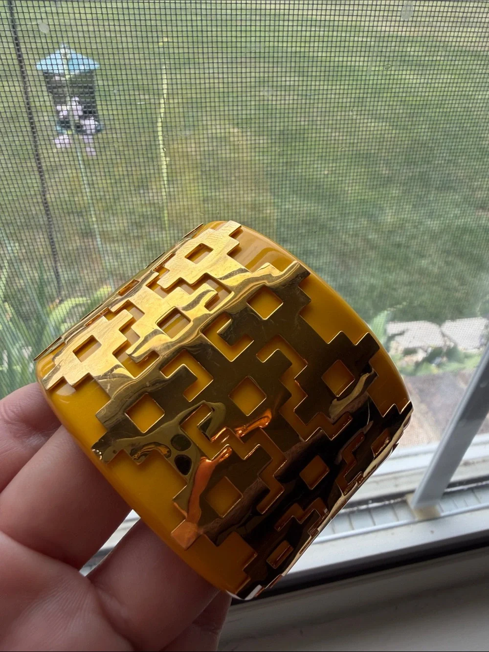 vintage Tory Burch Pierced T Resin Cuff Bracelet